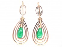 Art Deco Gold & Jade Drop Earrings