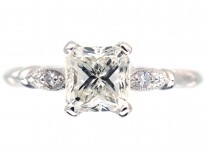Radiant Cut Diamond Ring with Diamond Shoulders