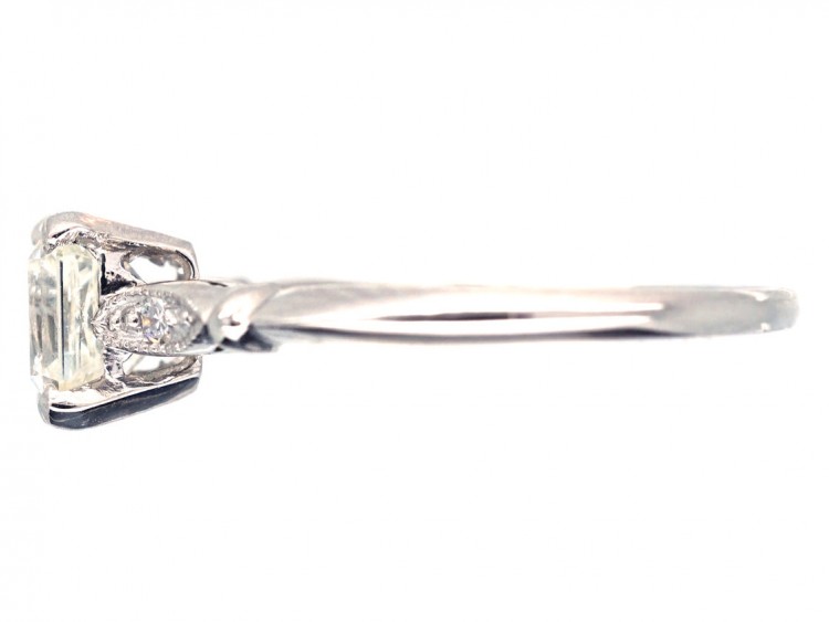 Radiant Cut Diamond Ring with Diamond Shoulders