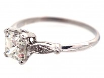 Radiant Cut Diamond Ring with Diamond Shoulders