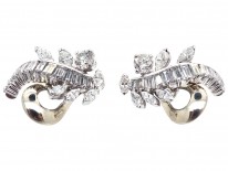 Diamond Clip & Post Leaf Design Earrings