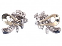 Diamond Clip & Post Leaf Design Earrings