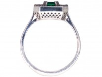 18ct White Gold, Emerald & Diamond Square Ring