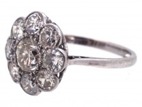 Edwardian 18ct Gold & Platinum Large Diamond Cluster Ring