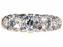 Victorian 18ct Gold Five Stone Diamond Carved Half Hoop Ring
