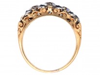 Victorian 18ct Gold Five Stone Diamond Carved Half Hoop Ring