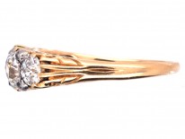 Victorian 18ct Gold Five Stone Diamond Carved Half Hoop Ring