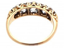 Victorian 18ct Gold Five Stone Diamond Carved Half Hoop Ring
