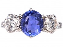 Sapphire & Diamond Three Stone Ring