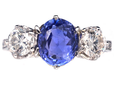 Sapphire & Diamond Three Stone Ring