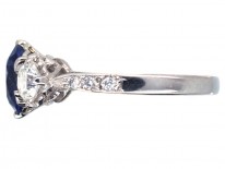 Sapphire & Diamond Three Stone Ring
