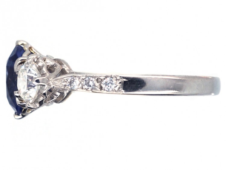 Sapphire & Diamond Three Stone Ring