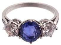 Sapphire & Diamond Three Stone Ring