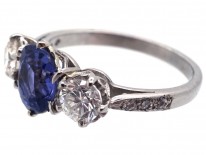 Sapphire & Diamond Three Stone Ring
