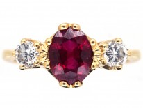 Ruby & Diamond Three Stone Ring