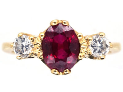 Ruby & Diamond Three Stone Ring