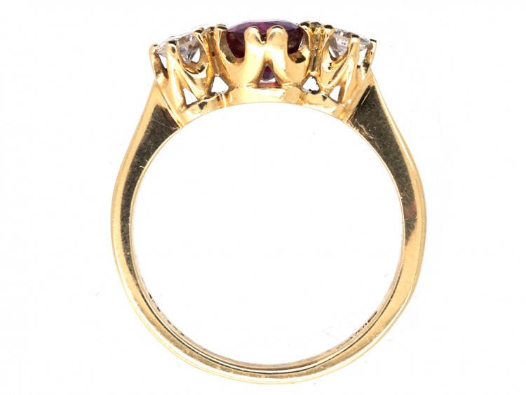 Ruby & Diamond Three Stone Ring