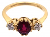 Ruby & Diamond Three Stone Ring