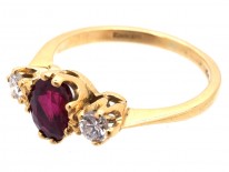 Ruby & Diamond Three Stone Ring