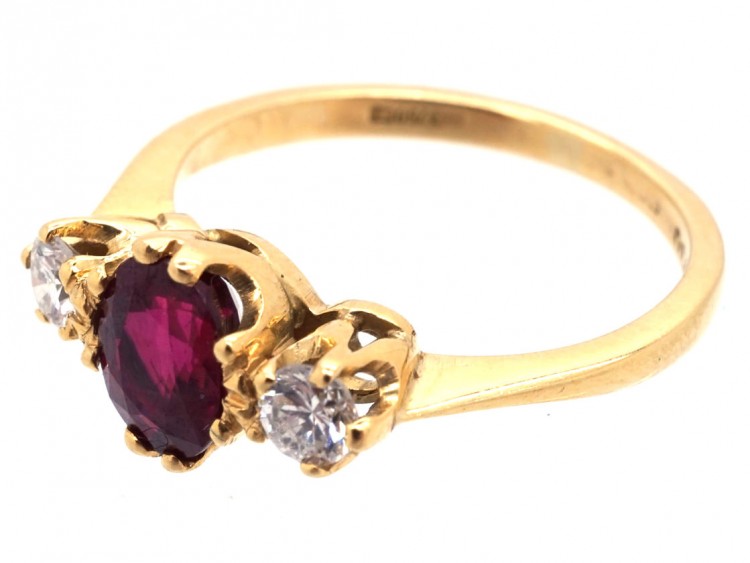 Ruby & Diamond Three Stone Ring