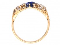 Victorian 18ct Gold Sapphire & Diamond Three Stone Ring