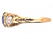 Victorian 18ct Gold Sapphire & Diamond Three Stone Ring