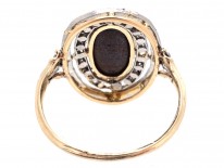 Edwardian Black Opal & Diamond Oval Cluster Ring