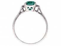 Art Deco Rectangular Emerald & Baguette Diamond Ring