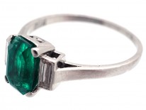 Art Deco Rectangular Emerald & Baguette Diamond Ring