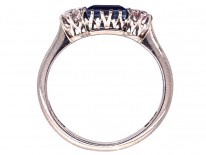 Art Deco Three Stone Sapphire & Diamond Ring