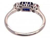 Art Deco Three Stone Sapphire & Diamond Ring