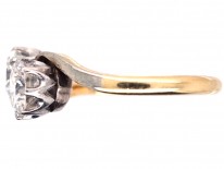 Edwardian 18ct White Gold, Two Stone Diamond Crossover Ring