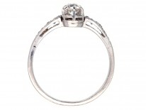 Art Deco Two Stone Diamond Ring with Tapered Diamond Shoulders