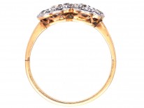 Edwardian 18ct Gold & Platinum Double Diamond Cluster Ring