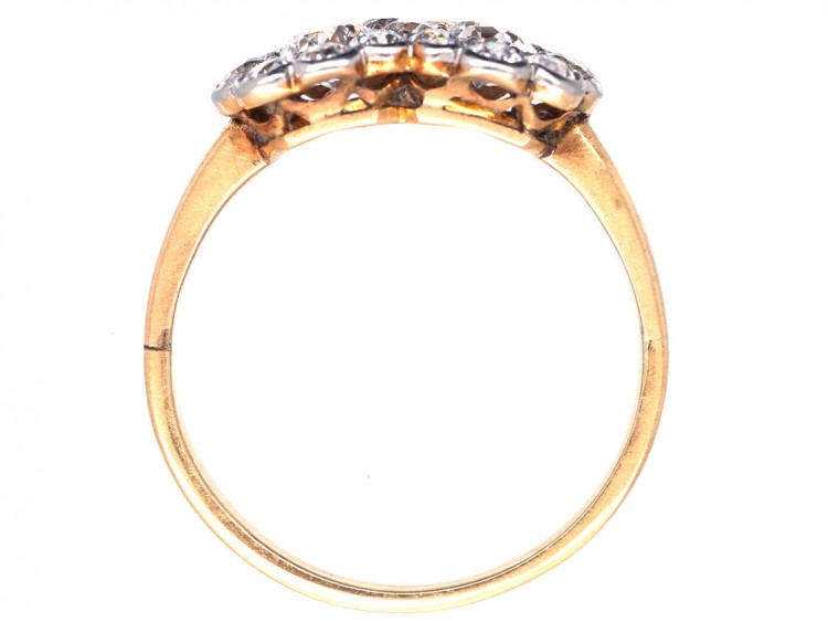 Edwardian 18ct Gold & Platinum Double Diamond Cluster Ring