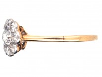 Edwardian 18ct Gold & Platinum Double Diamond Cluster Ring