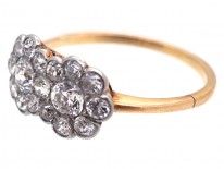 Edwardian 18ct Gold & Platinum Double Diamond Cluster Ring