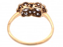 Edwardian 18ct Gold & Platinum Double Diamond Cluster Ring