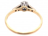 Art Deco 18ct Gold & Platinum, Diamond Solitaire Ring with Diamond Set Shoulders
