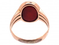 Victorian Gold & Carnelian Signet Ring with Crest Intaglio