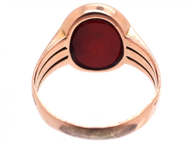 Victorian Gold & Carnelian Signet Ring with Crest Intaglio