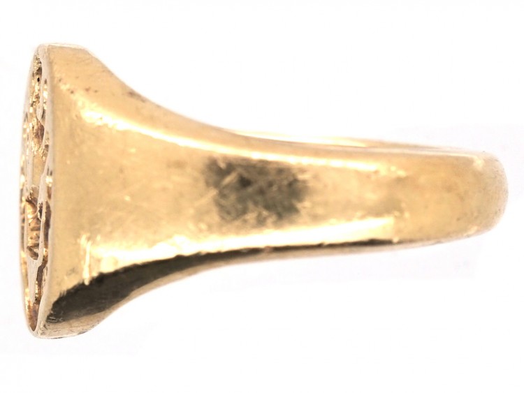 18ct Gold Signet Ring with Lion & Crown Intaglio