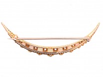 Victorian 15ct Gold, Diamond & Opal Crescent Brooch