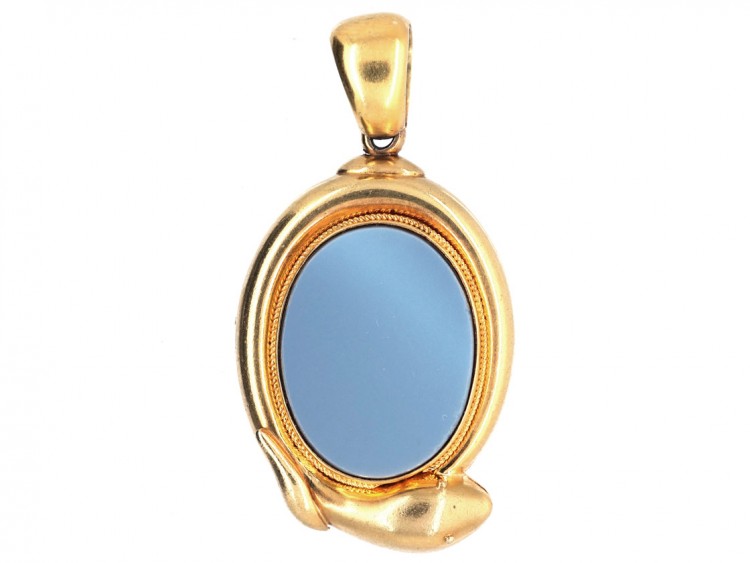Victorian 15ct Gold Oval Coiled Snake Locket