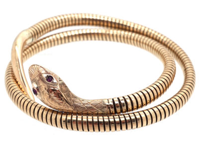 9ct Gold 1960s Coily Snake Bangle