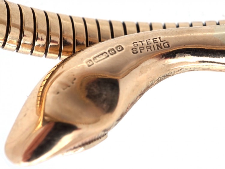 9ct Gold 1960s Coily Snake Bangle