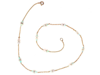 Edwardian 15ct Gold, Opal & Rock Crystal Chain