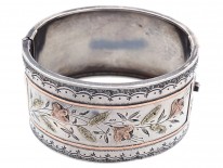 Victorian Wide Silver & Gold Overlay Bangle