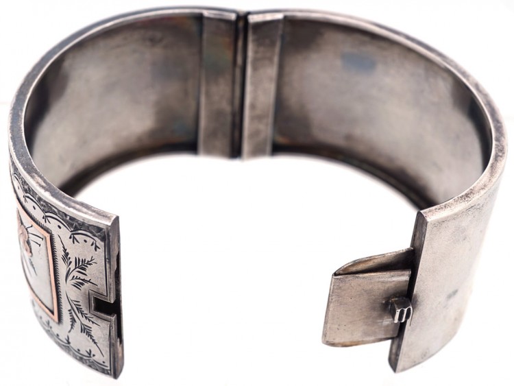 Victorian Wide Silver & Gold Overlay Bangle