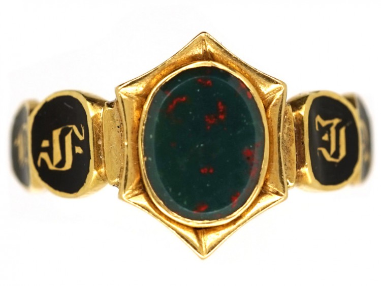 William IV Bloodstone & Enamel Memorial Ring